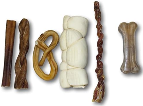 Pet Treats Bundle - Small Dog - Beef, Bull, Pork, Lamb (Combo 3)6"Bully Stick 6" Braided Bully 3-4" Bully Pretzel 6"Beef Cheek Roll 6-8"Lamb Braided Pizzel 4-6" Rawhide bone