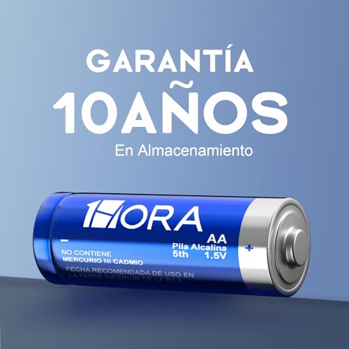 1 Hora Pilas AA, Paquete de 40 Baterias Alcalinas AA industriales LR6 1.5V, Desechables de Alto Rendimiento para Juguetes, Reloj, Despertador, Mando a Distancia portátil y Otros Dispositivos Diarios