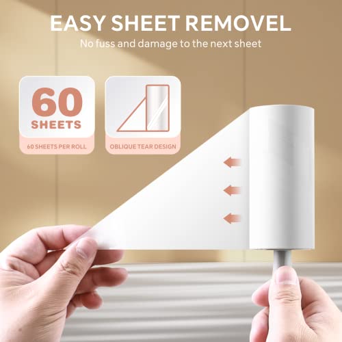 Lint Roller Remover Hair Kit- Extra Sticky Reusable Lint Remover with 360 Sheets(6 Rollers+2 Upgraded Handles)-Fluff Brush for Clothes/Furniture/Bed/Car/Dog Cat Hair/Carpet/Dust