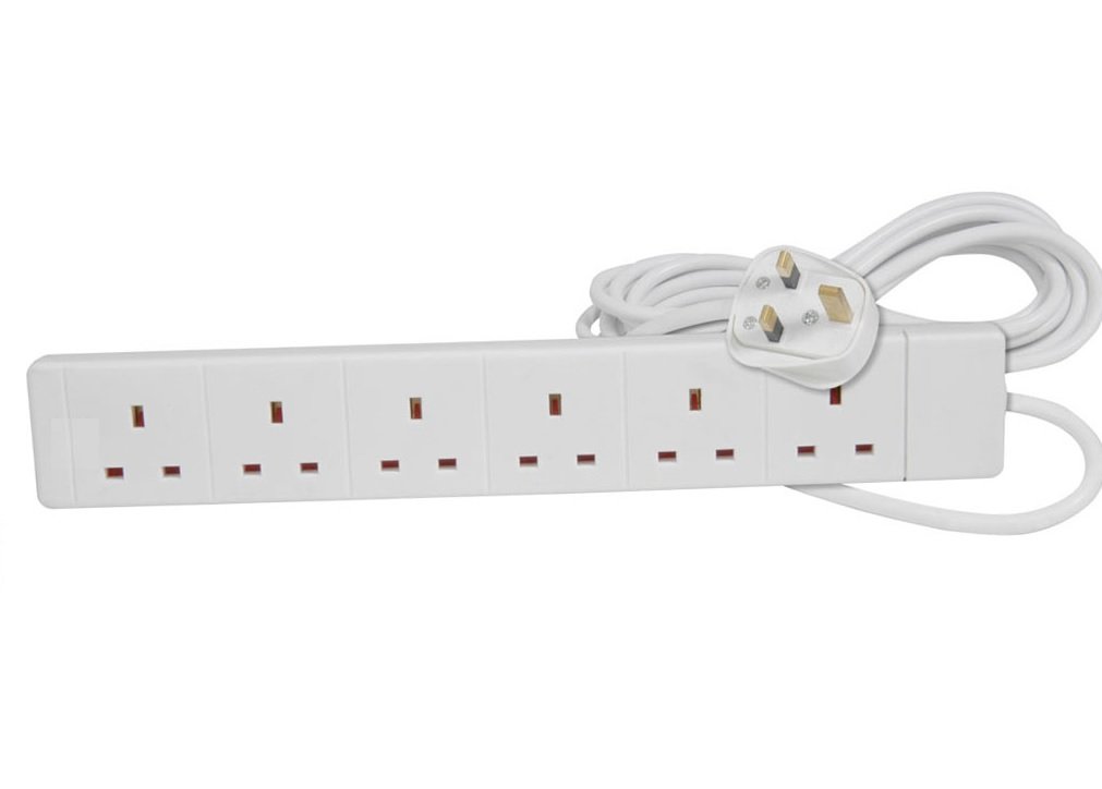 PRO ELEC PELB1526 6 Gang Extension Lead White, 2m
