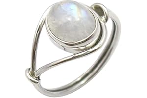 SilverStarJewel 925 Silver Oval Moonstone June Birthstone Ring for Women New Year Any Size 4.5 to 12