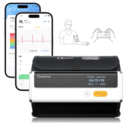 CheckMe Armfit Plus Arm Blood Pressure Monitor with ECG and ECG Report Analysis, Automatic Measurement in 30S, Free APP for Android and iOS, with Multi-User Management and Unlimited Storage
