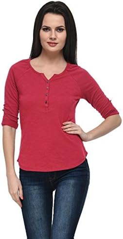 Frenchtrendz Womens's Cotton Lycra Top (Pink, XS-4XL)