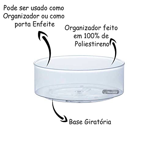 Paramount Plásticos Organizador Redondo Giratório, Transparente, 22,8x8