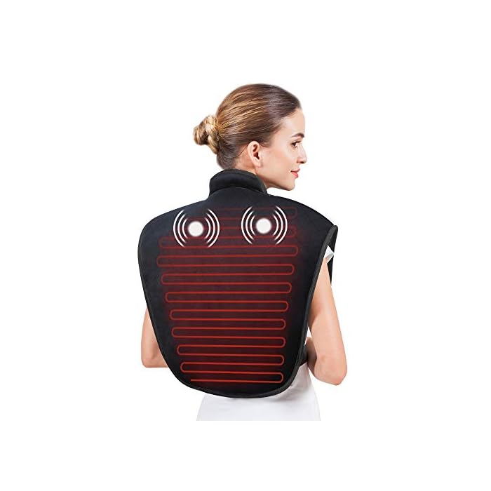 Heating Pad for Neck and Shoulders,Weighted Wearable Wrap Around Heating Pads with Massager,Electric Heat Pads for Neck…
