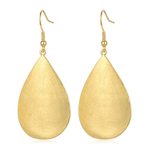 BIRSTONE Handmade Teardrop Earrings with Brushed Finished Dangle Earrings