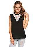 Zeagoo Women Chiffon Lace Sleeveless Shirt Blouse Elegant Tank Tops