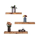 del Hutson Designs Handmade Rustic Pine Wood Floating Shelves Set of 3 (Walnut)