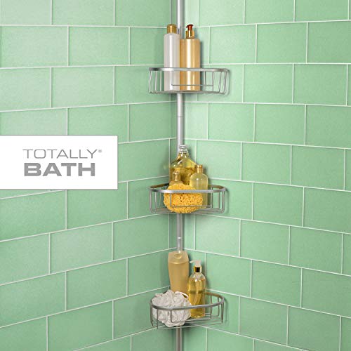 Totally Bath Aluminum Tension Pole Corner Shower Caddy Sturdy Never