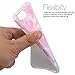JAHOLAN Pink Blue Marble Design Clear Bumper Glossy TPU Soft Rubber Silicone Cover Phone Case Compatible with iPhone 7 iPhone 8