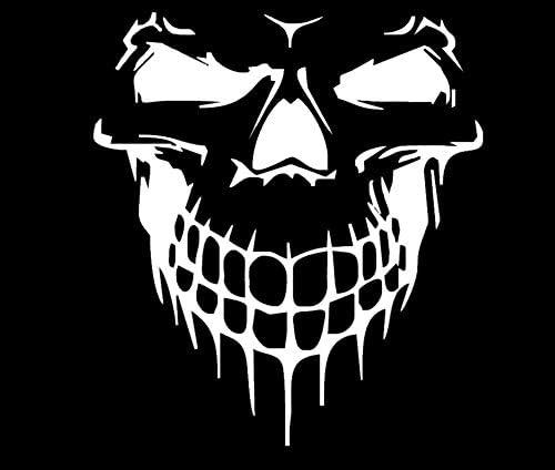 LLI Scary Skull | Decal Vinyl Sticker | Cars Trucks Vans Walls Laptop | White | 5.5 x 5 in | LLI1087