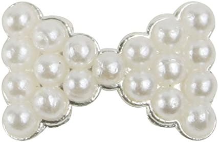 OrangeTag Alloy White Pearl Bow Tie 10 pieces 3D Nail Art Slices DIY Decorations