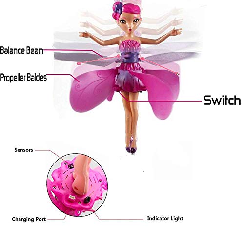 Flying Fairy Doll Girl 6 Years Old, Infrared Sensor Control Remote Control Helicopter Child Toy Teen Toy Ballet Girl Flying Princess Doll