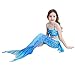 Newland 3 Pcs Girls Swimsuit Mermaid Tails for Swimming Princess Bikini Bathing Suit Set for 3-12Y (140CM(9-10Y)-Size XXL, Blue)
