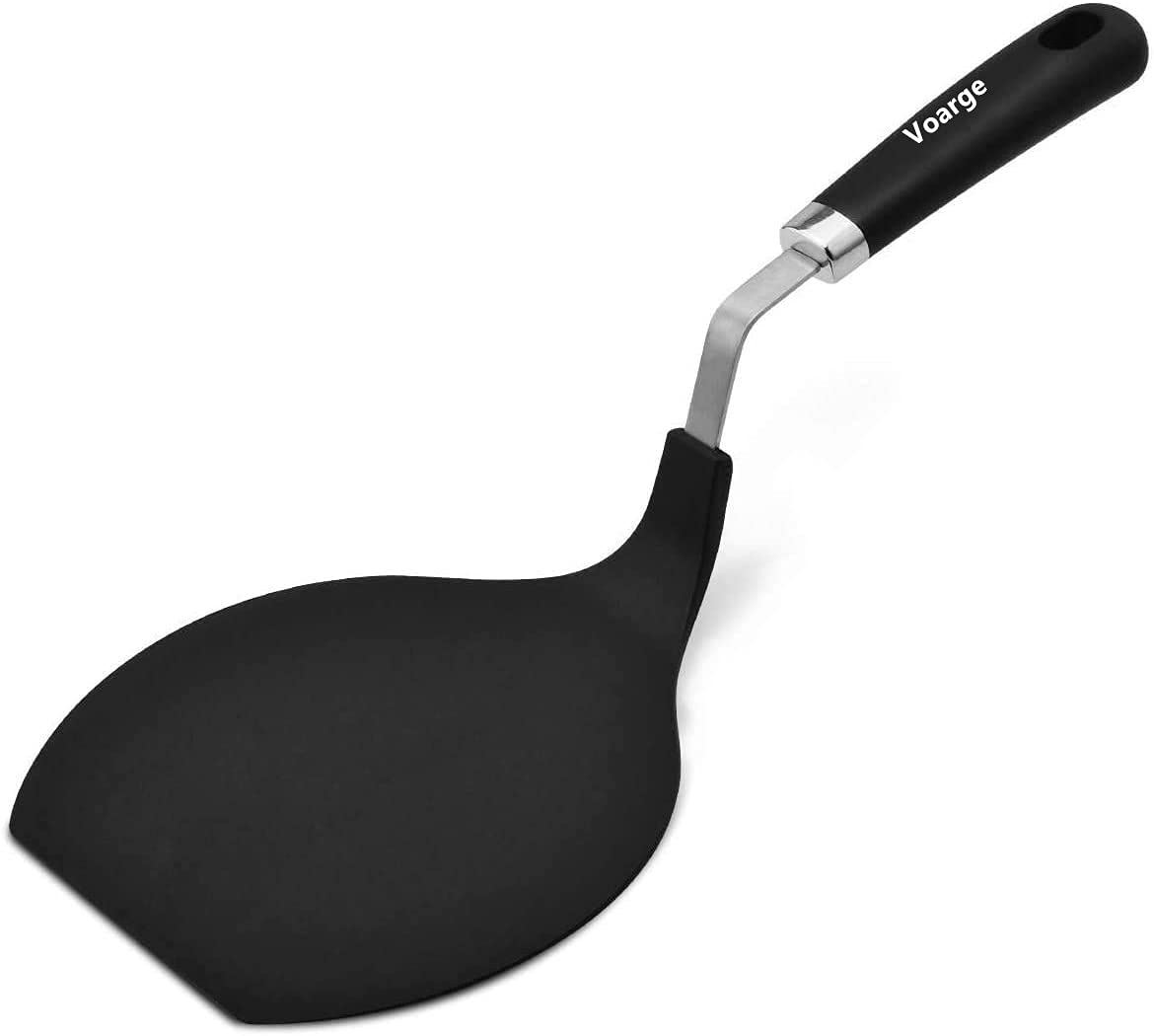 Voarge, Pizza Turner, Lifter, Heat Resistant, Pancake Spatula with Functional Part, Plastic for Coated Pots and Pans