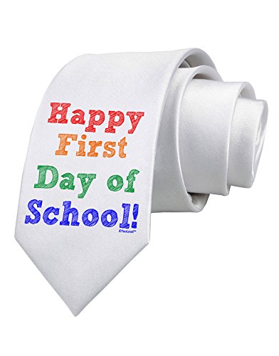 TooLoud Happy First Day of School Printed White Neck Tie