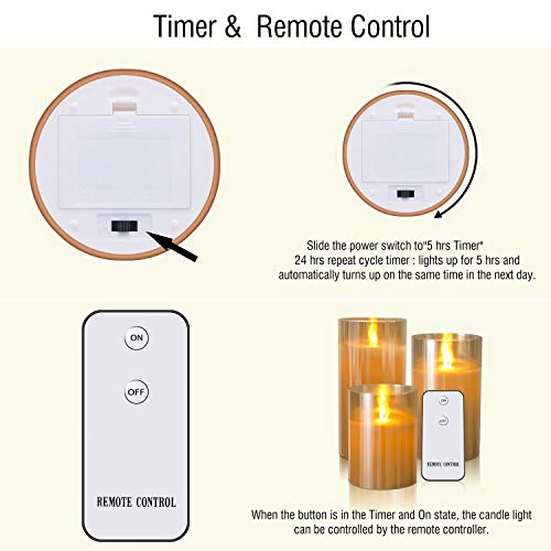 Flameless Candles Flickering With Remote Timers - Kithouse LED Candles Battery Operated Electric Candles - 4" 5" 6" Real Wax Not Plastic Pillar Candles, Set Of 3