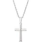 Vanbelle Sterling Silver Jewelry - Rhodium Plated with 925 Stamp - Cross Pendant Necklace - Elegant Handcrafted - for Women and Men - Chain 18" Long + 2" Extender