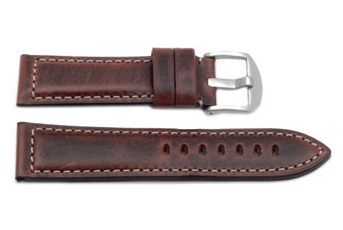 Hadley Roma Brown 22mm Mens Water Resistant and Hypo Allergenic Oil Tan Leather Watch Band