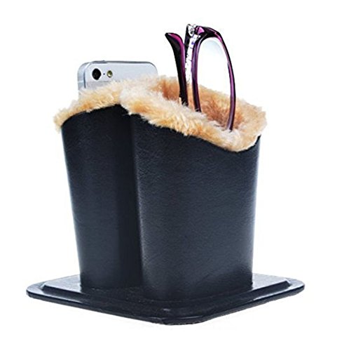 VIEEL Eyeglasses Holder & Stand Case, PU Leather Plush Lined Household Magnetic Holder Protective Anti-scratch Dustproof Stand Case for Eyeglass and Sunglasses (L-Black)