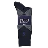 Polo Ralph Lauren Mens Dress Socks (Navy Multi), Pack or 3, Sock size 10-13 and Shoe size 6-12-1/2