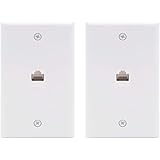 VCE 2-Pack 1 Port Ethernet Wall Plate, UL Listed RJ45 Cat6 Female to Female Keystone Jack Inline Coupler FacePlates…