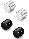 Besteel Stainless Steel Acrylic Circle Round Magnetic Earrings for Men Studs Plugs Non Piercings Clip On Girl Gauges for Ears 2 Pairs