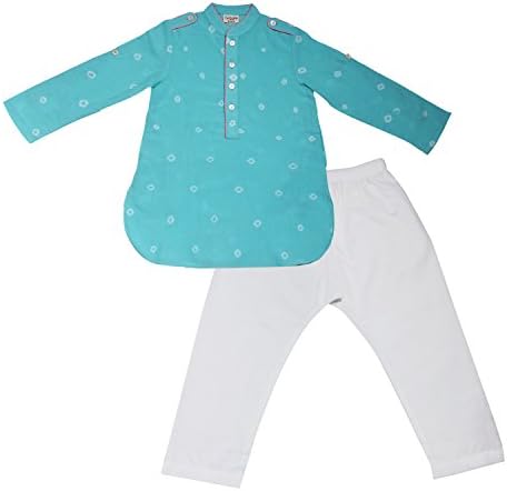 GiggleBuns Kids Shibori Print Ethnic Wear Kurta Pajama Set for Baby Boys- Green