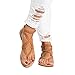 Misassy Womens Casual Clip Toe Flat Thong Sandals Strappy Ankle Strap Buckle Leather Sandals Shoes