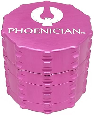 Phoenician Herbal Grinder - Medium 4 Piece - Pink with 2 Rolling Paper Depot Doobtubes