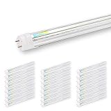 Brillihood T8 LED Shop Light Tube, 4FT, 18w (40W Equivalent), Dual-End Powered, 6000K Cool White, 2000 Lumens, Clear Cover Lens, T8 T10 T12 Fluorescent Bulbs Replacement, (Pack of 25)