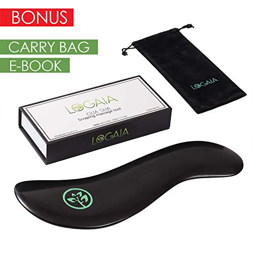Gua Sha Scraping Massage Tool - Long and Heavy - Bian Stone Gua-sha Set - Includes Carry Bag, Nitrile Gloves, eBook… - Image 2