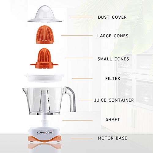 Electric Citrus Juicer with pulp control filter and dust proof cover