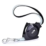 Retractable Dog Leash, 4.5 Feet Reflective Strip with Padded Handle for Training, Backyard Use and Walking Dogs Cats by MIUPET Black - L