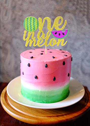 One in a Melon Cake Topper Watermelon Banner for Watermelon Themed Birthday 1st Birthday Party Supplies