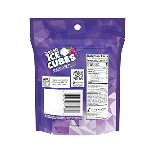 ICE BREAKERS ICE CUBES ARCTIC GRAPE SUGAR FREE CHEWING GUM POUCH, 8.11 OZ (100 PIECES)