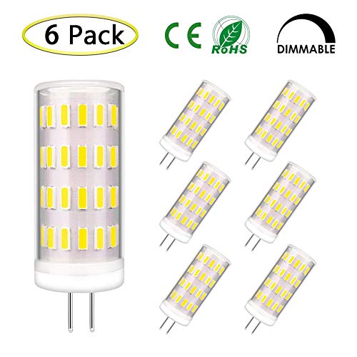 Dimmable G4 LED Bulb, AC/DC 12V-24V 4Watt LED Light Bulb Lighting Equivalent 30W-35W T3 JC Type Halogen Bulb Replacement, 350 Lumens Daylight White 6000K Led Lamp, No Flicker, 360° Beam Angle (6-Pack)