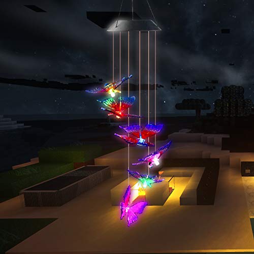 image for HOODO Wind Chime Solar Light Color Changing Butterfly LED Wind Chime P