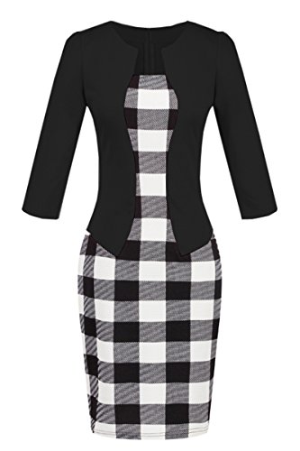 Colorblock Wear to Work Business Bodycon One-piece Dress เดรส แฟชั่นชุดทำงาน YMING ผู้หญิงs