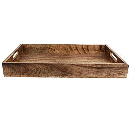 GoCraft Handmade Classic Wooden Tray Medium Size | Serveware Kitchen Accessories Tray - 15" - Thumbnail 2