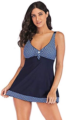 Forlisea Womens Plus Size Halter Swimdress Tankini Swimwear Swimsuit 2 Pieces