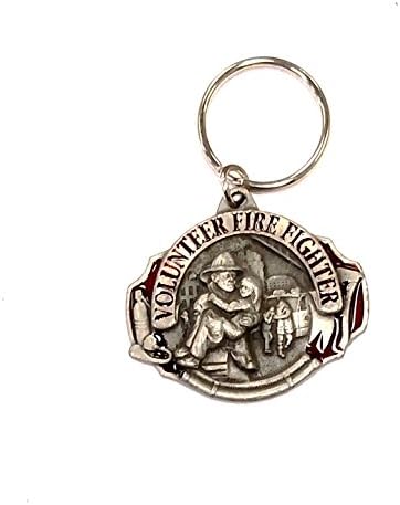 HP Industries Firefighter Heavy Volunteer Duty Metal Pewter Keychain Fire Fighter Key Chain
