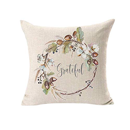 Winsummer Set of 4 Autumn Thanksgiving Pillow Covers Fall Pumpkin Harvest Decorative Pillowcases Halloween Pillow Case Cotton Linen Farmhouse Decor Throw Cushion Covers for Car Sofa Bed Couch
