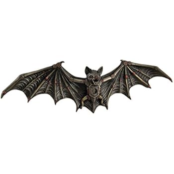 Resin Wall Sculptures Mechanical Steampunk Vampire Bat Bronze Finish Wall Sculpture 13.5 X 4.25 X 1.5 Inches Bronze
