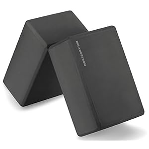 BalanceFrom GoYoga Set of 2 High Density Yoga Blocks, 9″x6″x4″ Each [NEWEST VERSION] (Black)