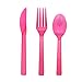 Party Essentials Hard Plastic Cutlery Combo Pack, 51 Pieces/17 Place Settings, Neon Pink (N245129)