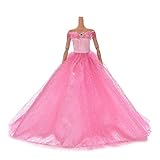 1pcs Fashion Dolls Dresses Wedding Trailing Skirt Dress Barbie clothes Pink