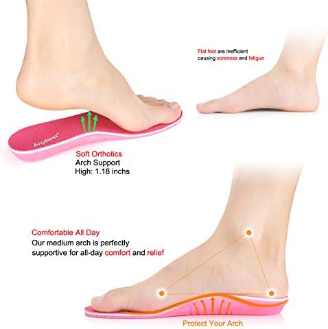 Soft Orthotics Insoles,Plantar Fasciitis Insoles,Sports & Work Insoles,Relief from Heel and Foot Pain,Anybest Neutral Arch Comfort and Energy Massaging Gel Shoe Insole/Insert