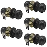 Probrico Oil Rubbed Bronze Door Knobs Privacy Bed or Bath Door Handles Keyless Handle Lockset 5 Pack