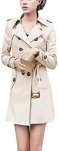 TnaIolr Women Coats Plus Size, Women's Wool Coat Double-Breasted Pea Coat Lapel Trench Coat Outwear